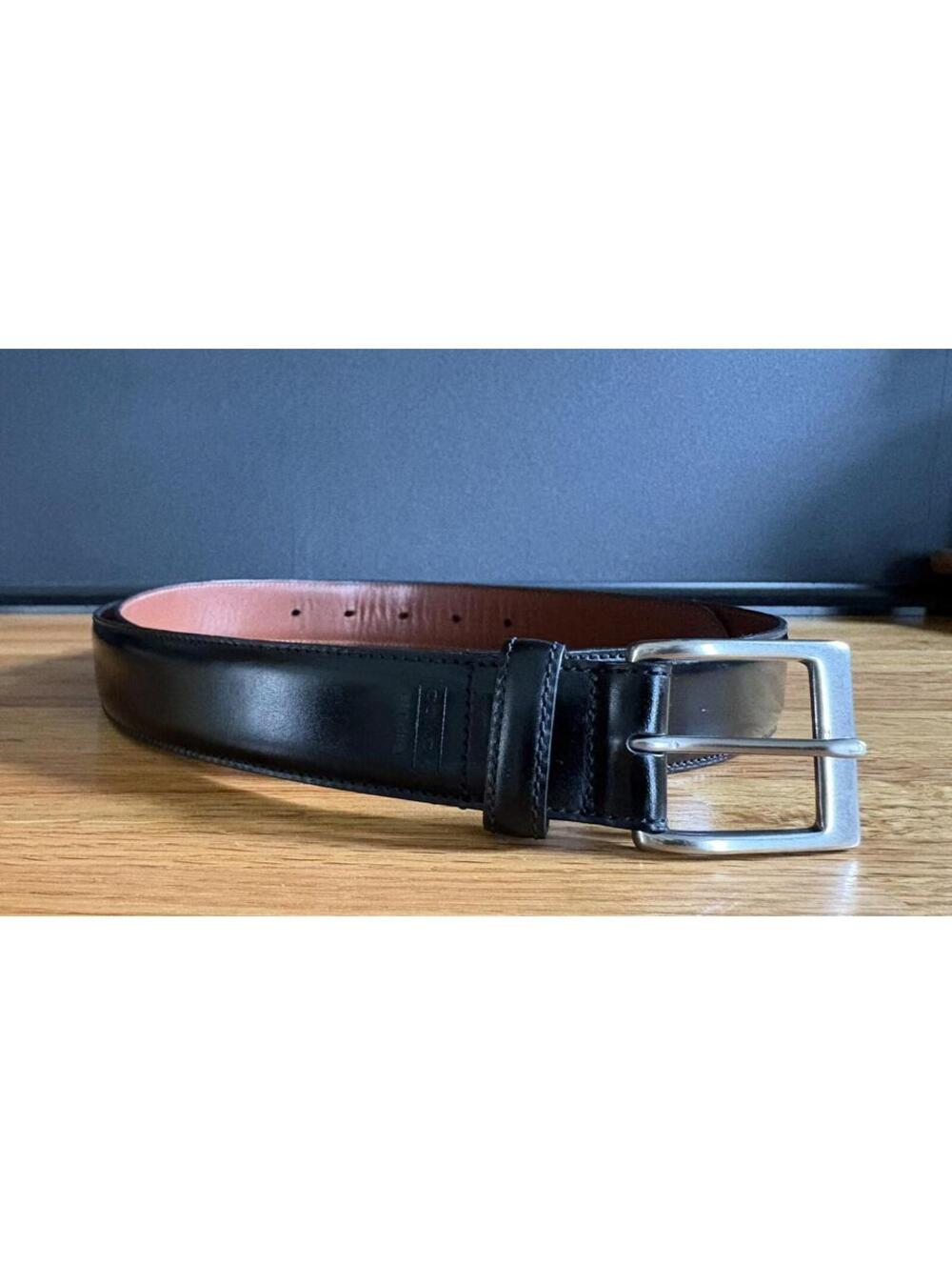 COACH men's size 40/42 Calfskin Leather Dress Belt Solid Brass Buckle Black